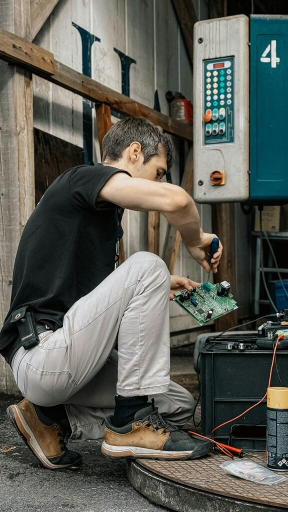 A business professional in a US-based office setting, representing career success for foreign workers.